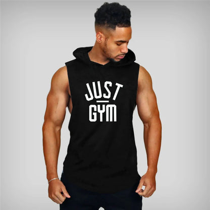 Men Hooded Tank Top New Brand Fashion Cotton High Quality Sports Undershirt Bodybuilding Singlet Fitness Sleeveless Vest Men