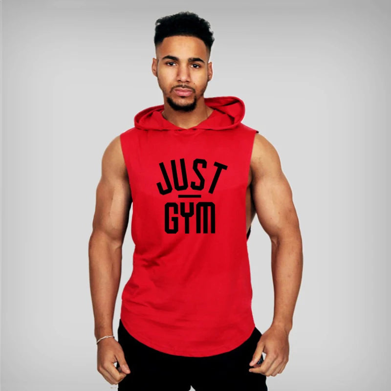 Men Hooded Tank Top New Brand Fashion Cotton High Quality Sports Undershirt Bodybuilding Singlet Fitness Sleeveless Vest Men