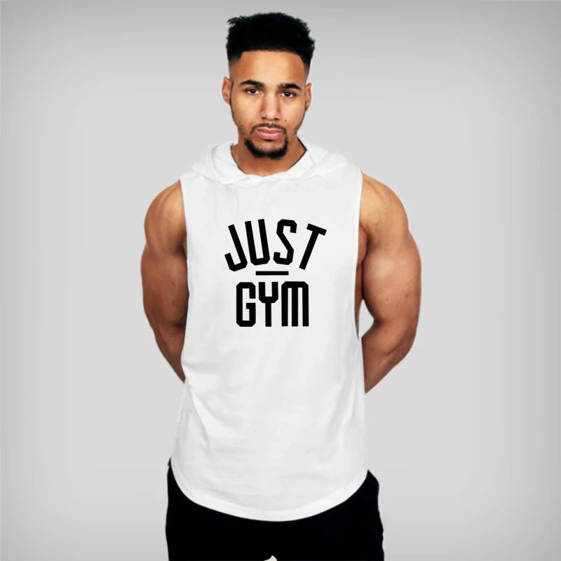 Men Hooded Tank Top New Brand Fashion Cotton High Quality Sports Undershirt Bodybuilding Singlet Fitness Sleeveless Vest Men