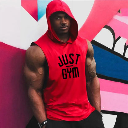 Men Hooded Tank Top New Brand Fashion Cotton High Quality Sports Undershirt Bodybuilding Singlet Fitness Sleeveless Vest Men