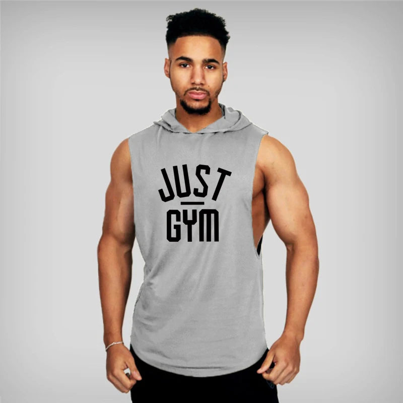 Men Hooded Tank Top New Brand Fashion Cotton High Quality Sports Undershirt Bodybuilding Singlet Fitness Sleeveless Vest Men