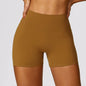 Brushed Texture High Waist Yoga Shorts Belly Contracting Peach Hip Raise Running Fitness Women Elastic Tight Exercise Shorts