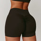 Brushed Texture High Waist Yoga Shorts Belly Contracting Peach Hip Raise Running Fitness Women Elastic Tight Exercise Shorts