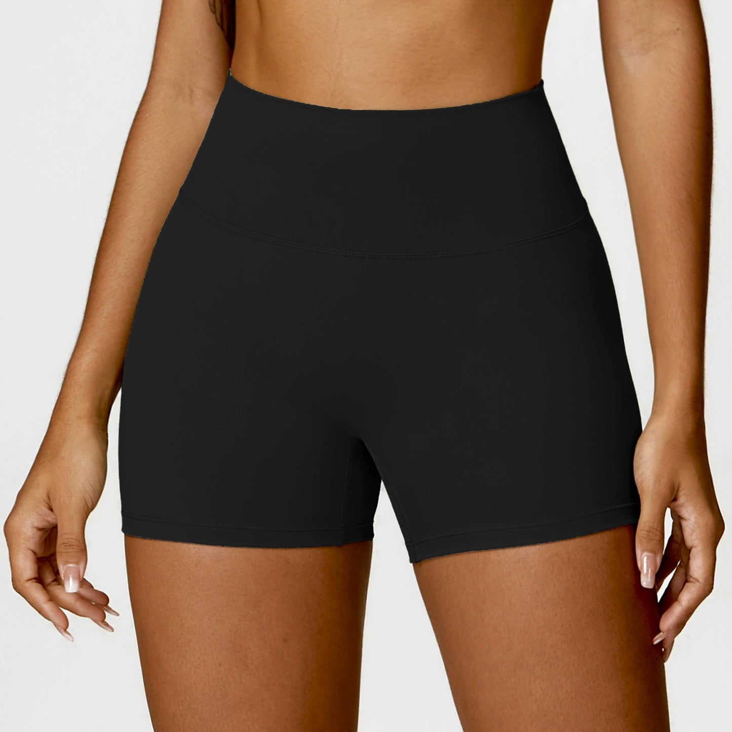 Brushed Texture High Waist Yoga Shorts Belly Contracting Peach Hip Raise Running Fitness Women Elastic Tight Exercise Shorts