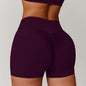 Brushed Texture High Waist Yoga Shorts Belly Contracting Peach Hip Raise Running Fitness Women Elastic Tight Exercise Shorts