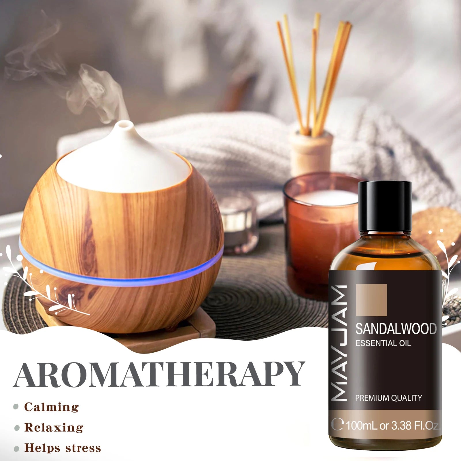 Essential Oil with Dropper Sandalwood Lavender Eucalyptus Vanilla Aroma Oil For Humidifier Scent Candle Burner