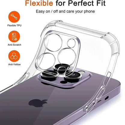 Luxury Shockproof Transparent Case For iPhone 15 14 13 12 11 Pro Max X Xs XR Max 7 8 Plus Bumper Cases