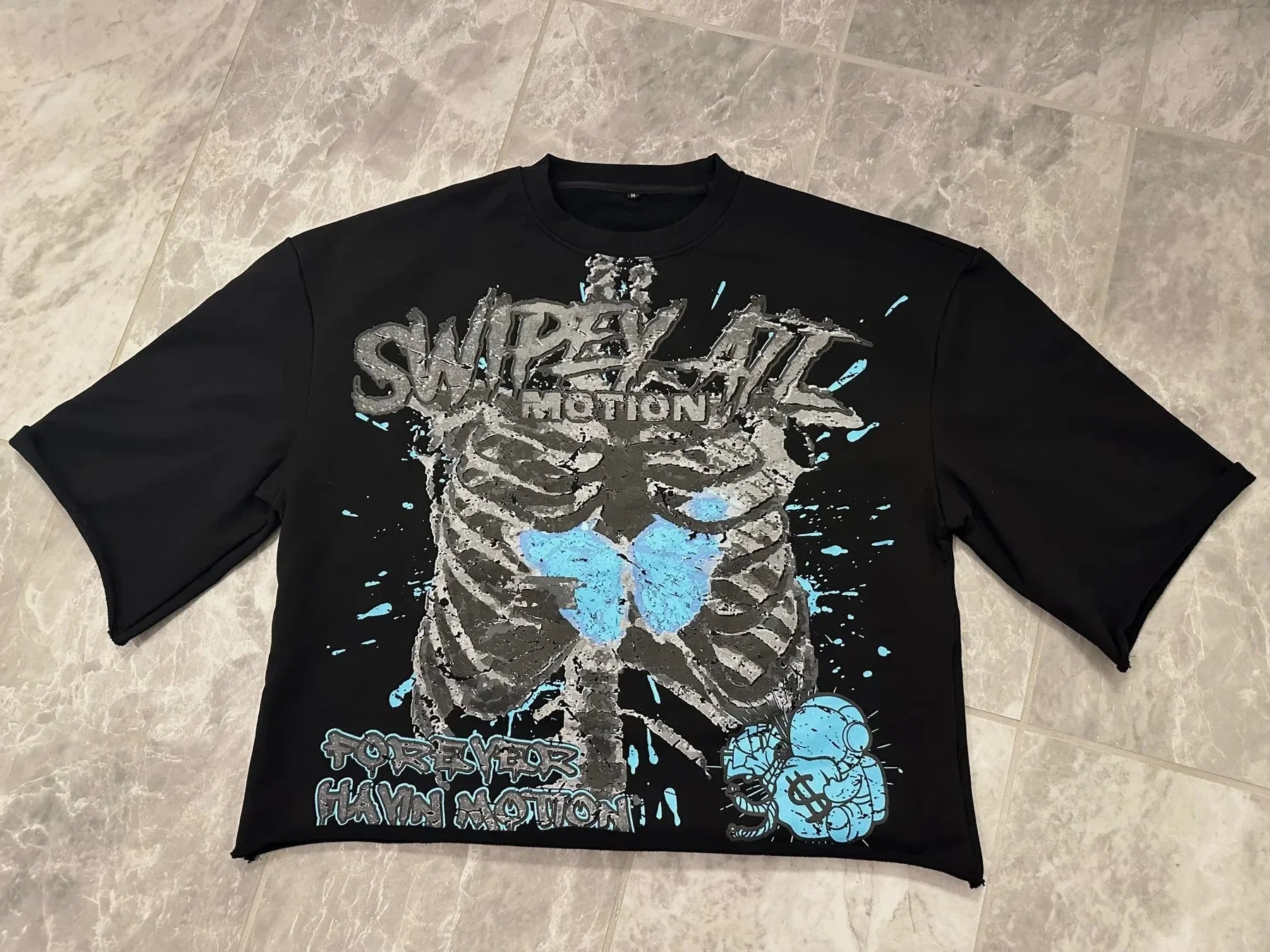 Y2K Vintage Gothic Skull Graphic Print T-Shirt Men Oversized Casual Pure Cotton Short Sleeve Tshirt Streetwear Women Cropped Top