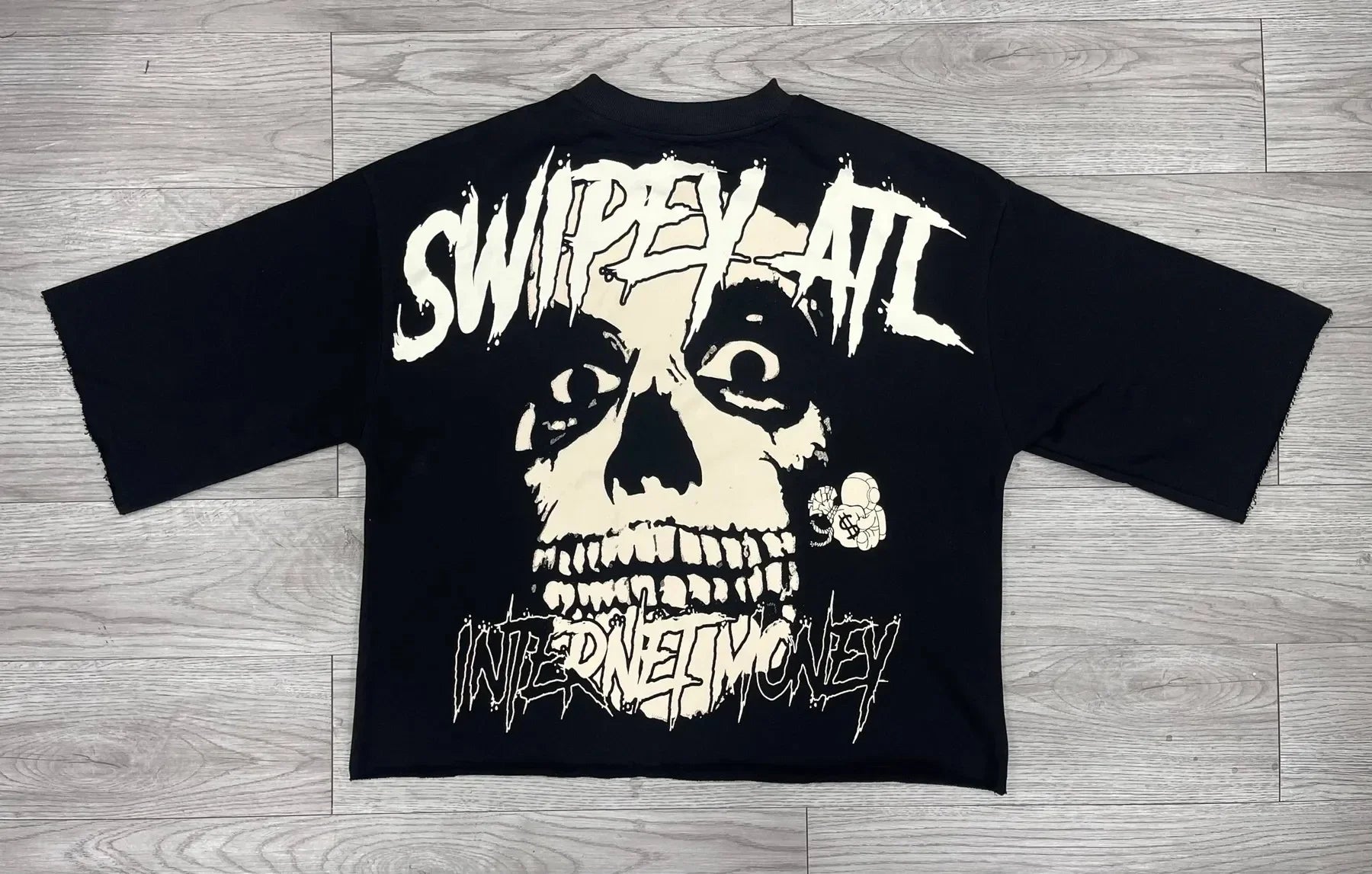 Y2K Vintage Gothic Skull Graphic Print T-Shirt Men Oversized Casual Pure Cotton Short Sleeve Tshirt Streetwear Women Cropped Top