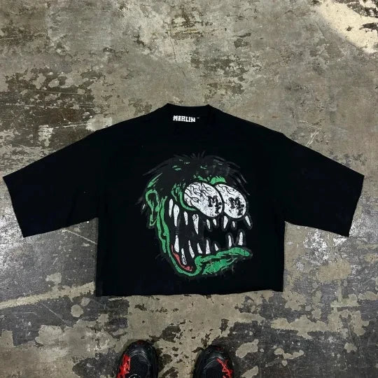 Y2K Vintage Clothing Retro Classic Graphic Printed Loose Short Sleeve Harajuku Gothic Casual Oversized Cotton T Shirt Men Women