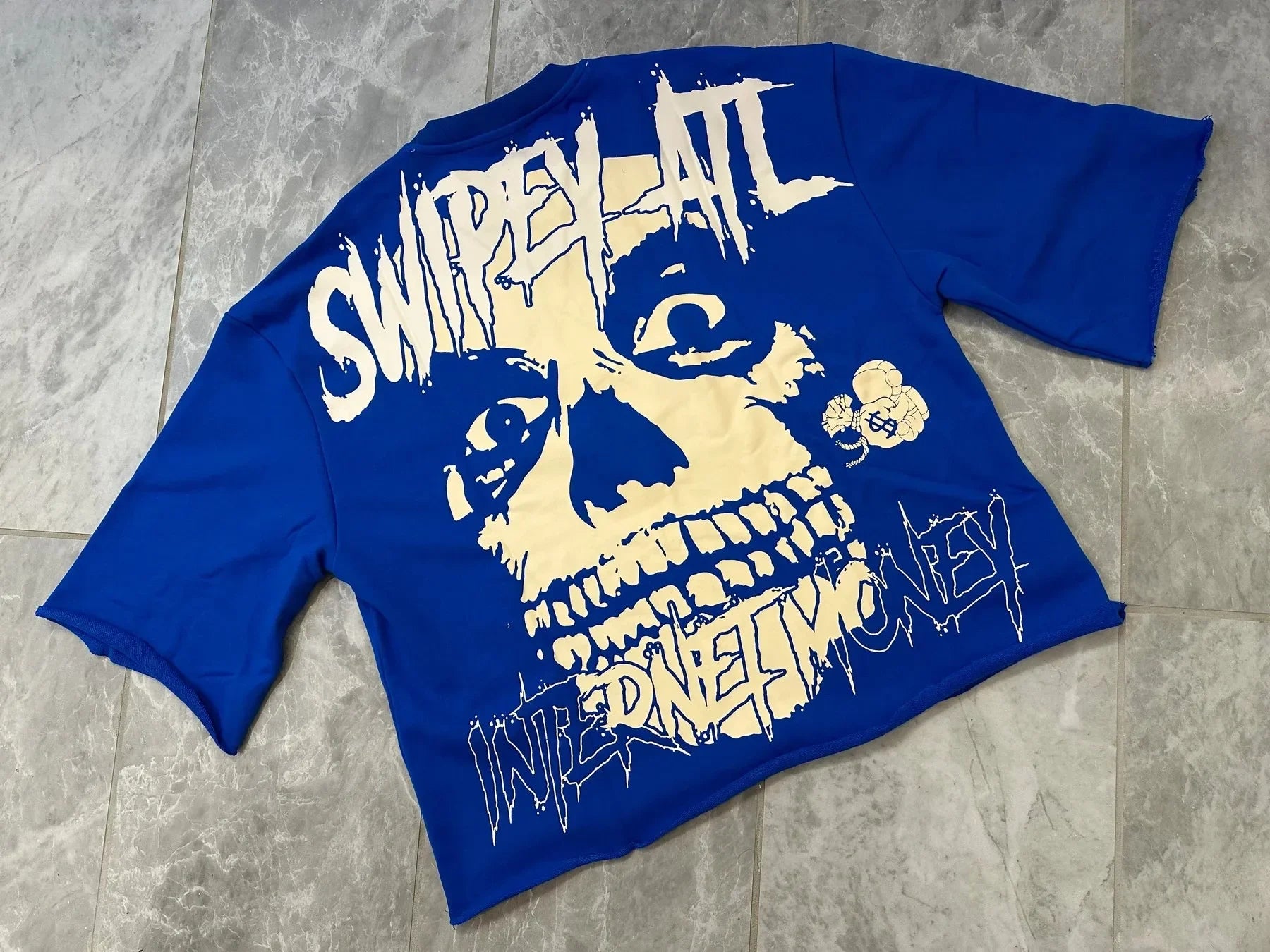 Y2K Vintage Gothic Skull Graphic Print T-Shirt Men Oversized Casual Pure Cotton Short Sleeve Tshirt Streetwear Women Cropped Top