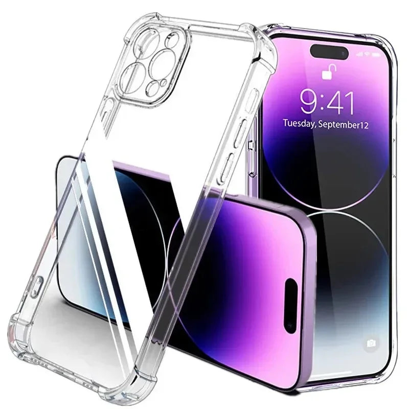 Luxury Shockproof Transparent Case For iPhone 15 14 13 12 11 Pro Max X Xs XR Max 7 8 Plus Bumper Cases